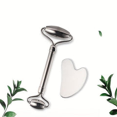 Stainless Steel Gua Sha Set & Massage Roller for Facial Care