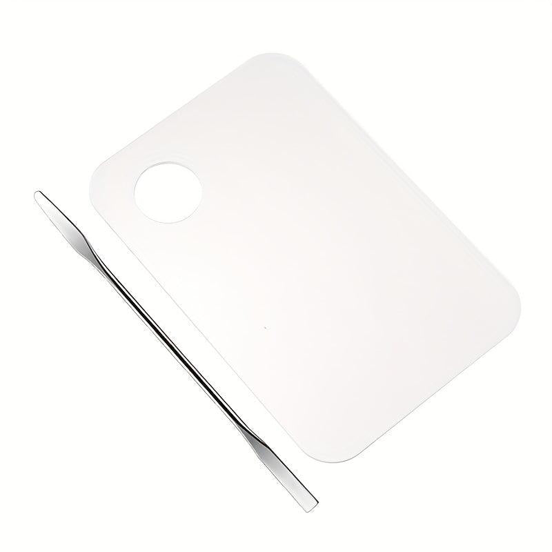 2pcs Makeup Mixing Palette Kit Stainless Steel Metal Mixing Tray with Spatula