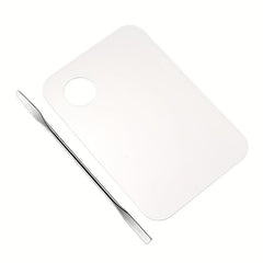 2pcs Makeup Mixing Palette Kit Stainless Steel Metal Mixing Tray with Spatula