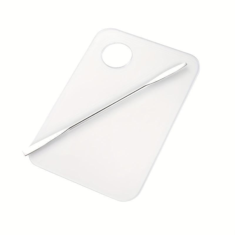 2pcs Makeup Mixing Palette Kit Stainless Steel Metal Mixing Tray with Spatula