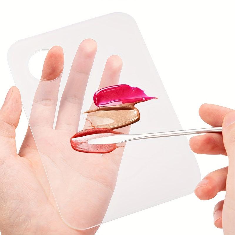 2pcs Makeup Mixing Palette Kit Stainless Steel Metal Mixing Tray with Spatula