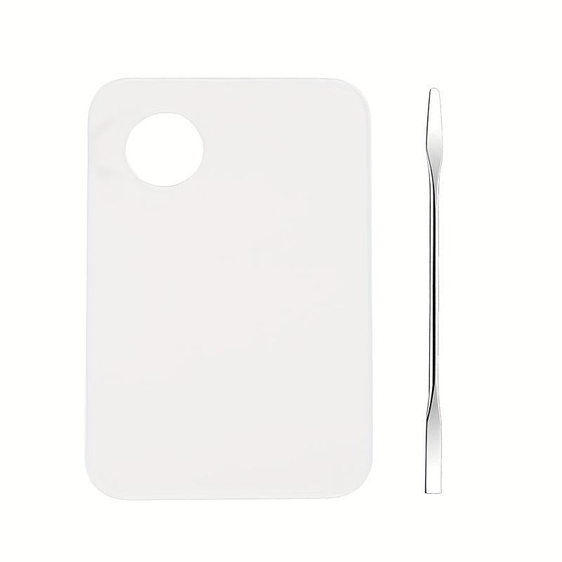 2pcs Makeup Mixing Palette Kit Stainless Steel Metal Mixing Tray with Spatula