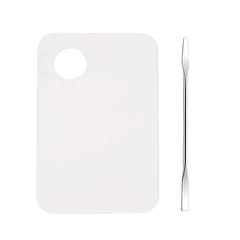 2pcs Makeup Mixing Palette Kit Stainless Steel Metal Mixing Tray with Spatula