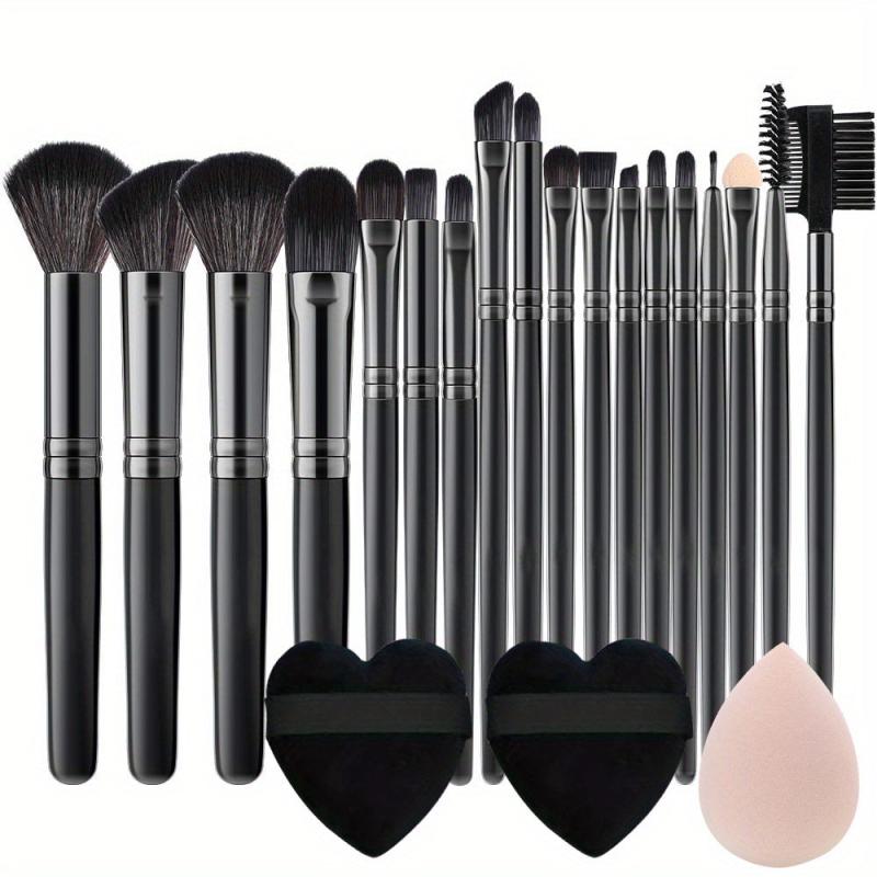 18Pcs Makeup Brushes Set + 2 Loving Heart Powder Puffs + 1 Makeup Sponge