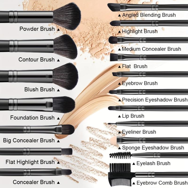 18Pcs Makeup Brushes Set + 2 Loving Heart Powder Puffs + 1 Makeup Sponge