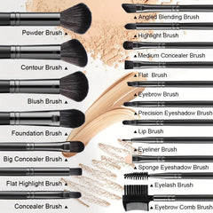 18Pcs Makeup Brushes Set + 2 Loving Heart Powder Puffs + 1 Makeup Sponge