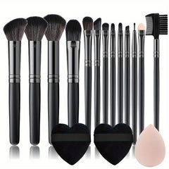 18Pcs Makeup Brushes Set + 2 Loving Heart Powder Puffs + 1 Makeup Sponge