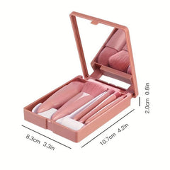 5pcs Makeup Brush Set with Mirror and Portable Case