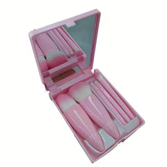 5pcs Makeup Brush Set with Mirror and Portable Case