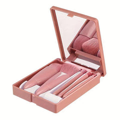 5pcs Makeup Brush Set with Mirror and Portable Case