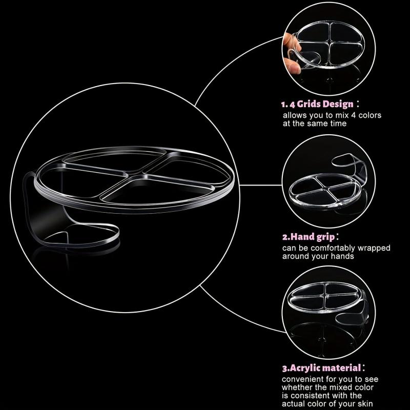 2PCS Hand Makeup Mixing Palette Clear Nail Art Manicure Palette