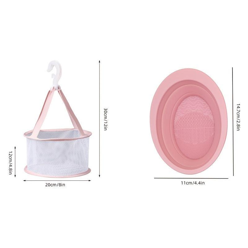 Silicone Makeup Brush Cleaning Mat and Drying Net Set