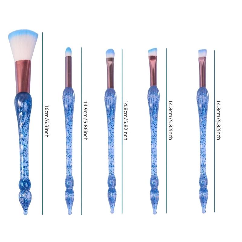 5pcs Transparent Makeup Brushes Tool Set Eyeshadow Eyeliner Powder Brush