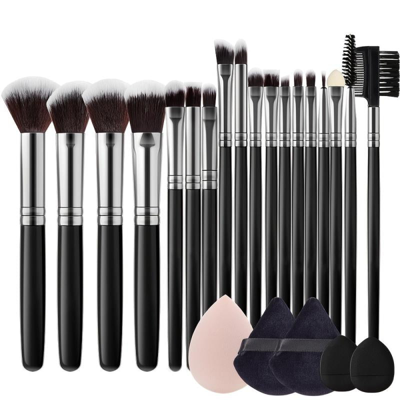 24Pcs Fluffy Makeup Brushes Set w/ Sponge & Puffs
