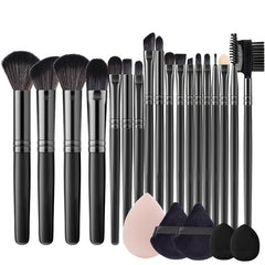 24Pcs Fluffy Makeup Brushes Set w/ Sponge & Puffs