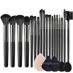 24Pcs Fluffy Makeup Brushes Set w/ Sponge & Puffs