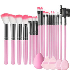 24Pcs Fluffy Makeup Brushes Set w/ Sponge & Puffs