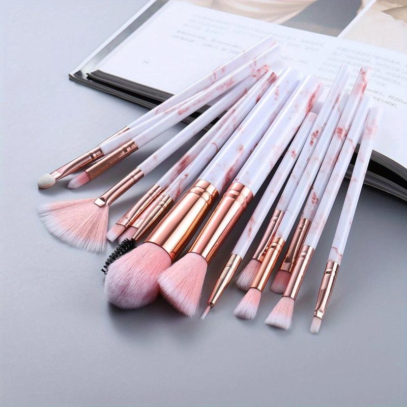Marble Makeup Brush Set 15pcs 28pcs Soft Bristles with Cleaning Pad and Case
