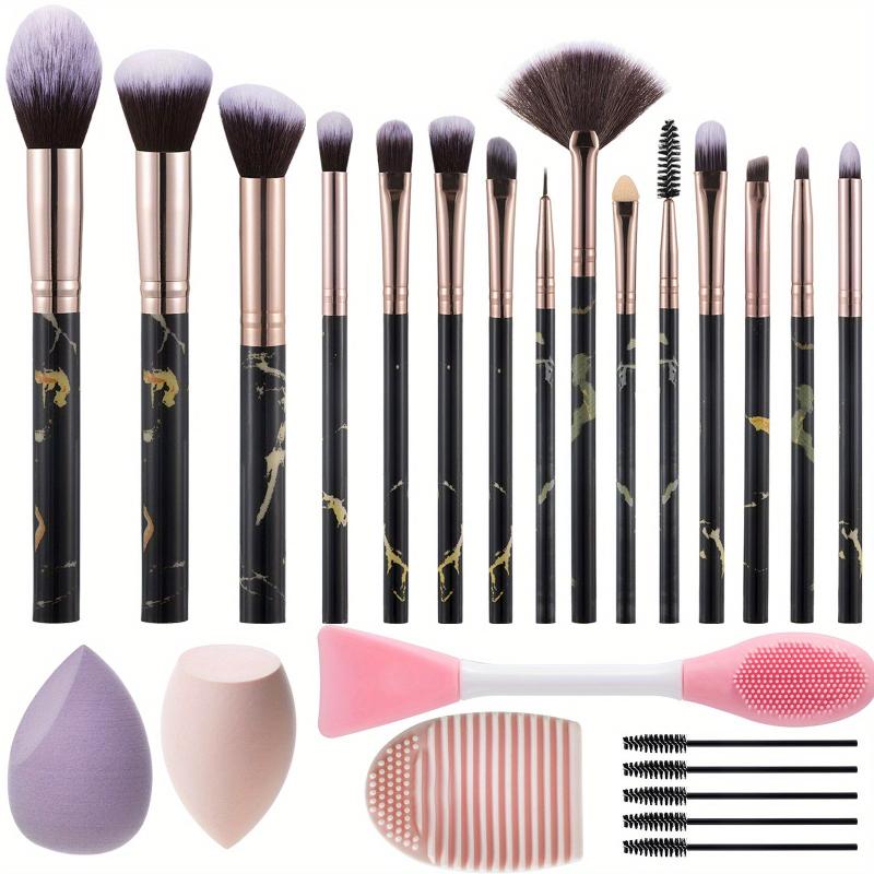 Marble Makeup Brushes Set Beauty Tool Kit Synthetic Face Eye Lip
