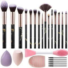 Marble Makeup Brushes Set Beauty Tool Kit Synthetic Face Eye Lip