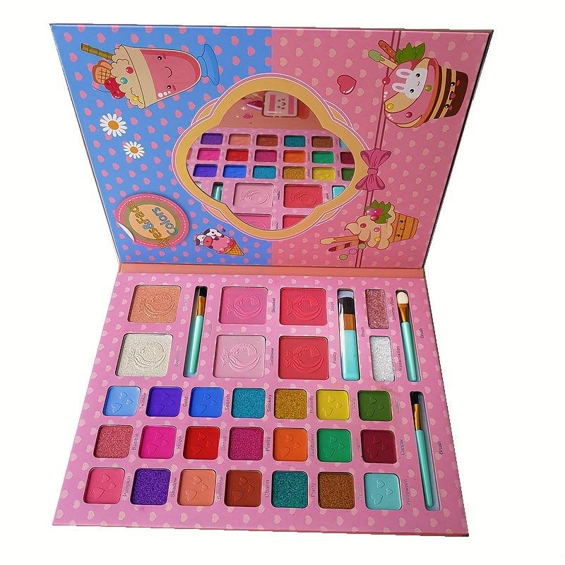 29 Colors Eyeshadow Palette Matte Shimmer Blush Makeup Pink Brown Creamy Texture