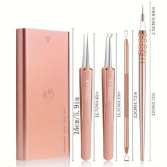 6pcs Blackhead Remover Kit, Stainless Steel, Portable Case, Remove Pimples Acne