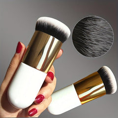 2 Pcs Golden Round Pier Foundation Brush Flat Cream Makeup Brush