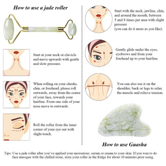 Green Jade Roller & Gua Sha Set for Skin Care, Puffiness Relief