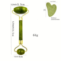 Green Jade Roller & Gua Sha Set for Skin Care, Puffiness Relief