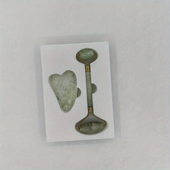 Green Jade Roller & Gua Sha Set for Skin Care, Puffiness Relief