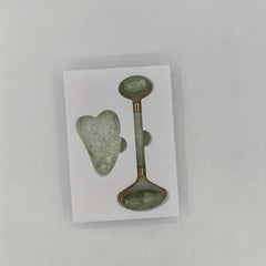 Green Jade Roller & Gua Sha Set for Skin Care, Puffiness Relief