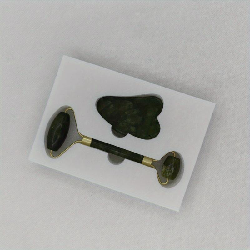 Green Jade Roller & Gua Sha Set for Skin Care, Puffiness Relief