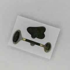 Green Jade Roller & Gua Sha Set for Skin Care, Puffiness Relief