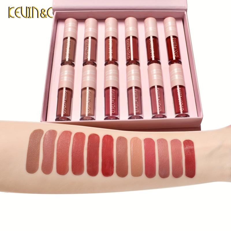12-Piece Lip Gloss Set: Matte, Velvet, Dewy Finish