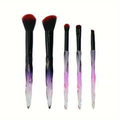 5-Piece Crystal Handle Makeup Brush Set: Blush Eyeshadow Brow Powder