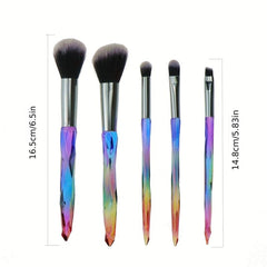 5-Piece Crystal Handle Makeup Brush Set: Blush Eyeshadow Brow Powder