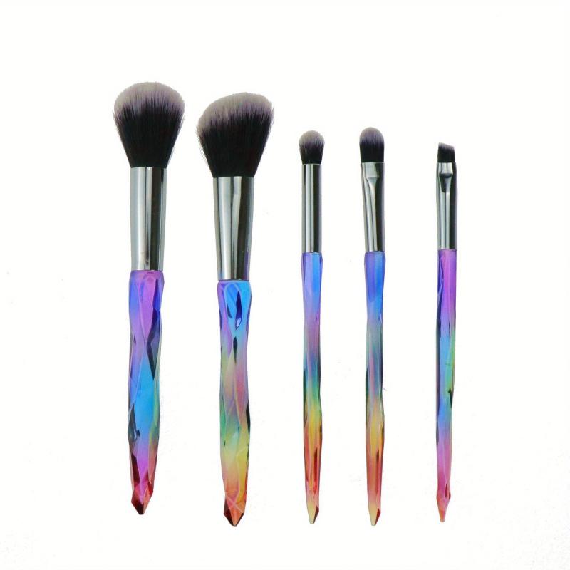 5-Piece Crystal Handle Makeup Brush Set: Blush Eyeshadow Brow Powder