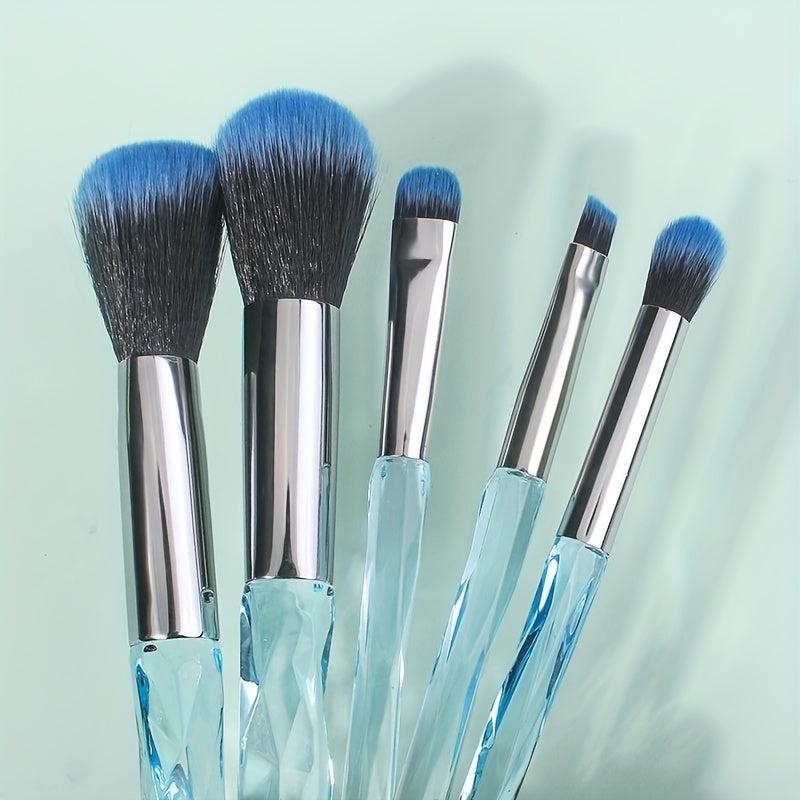 5-Piece Crystal Handle Makeup Brush Set: Blush Eyeshadow Brow Powder
