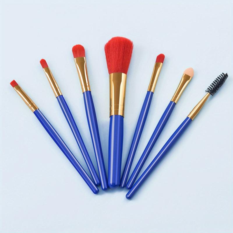 7-Piece Red Eyelash & Eye Shadow Brush Set