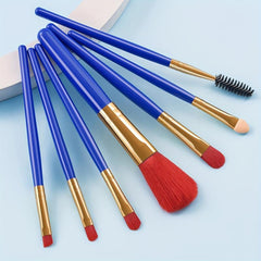 7-Piece Red Eyelash & Eye Shadow Brush Set