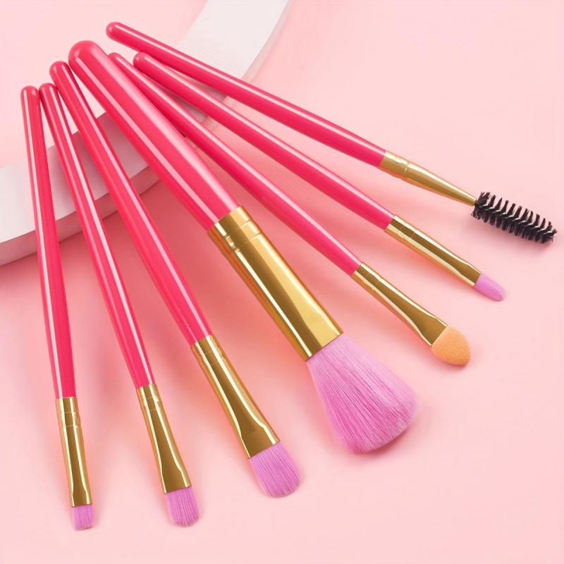 7-Piece Red Eyelash & Eye Shadow Brush Set