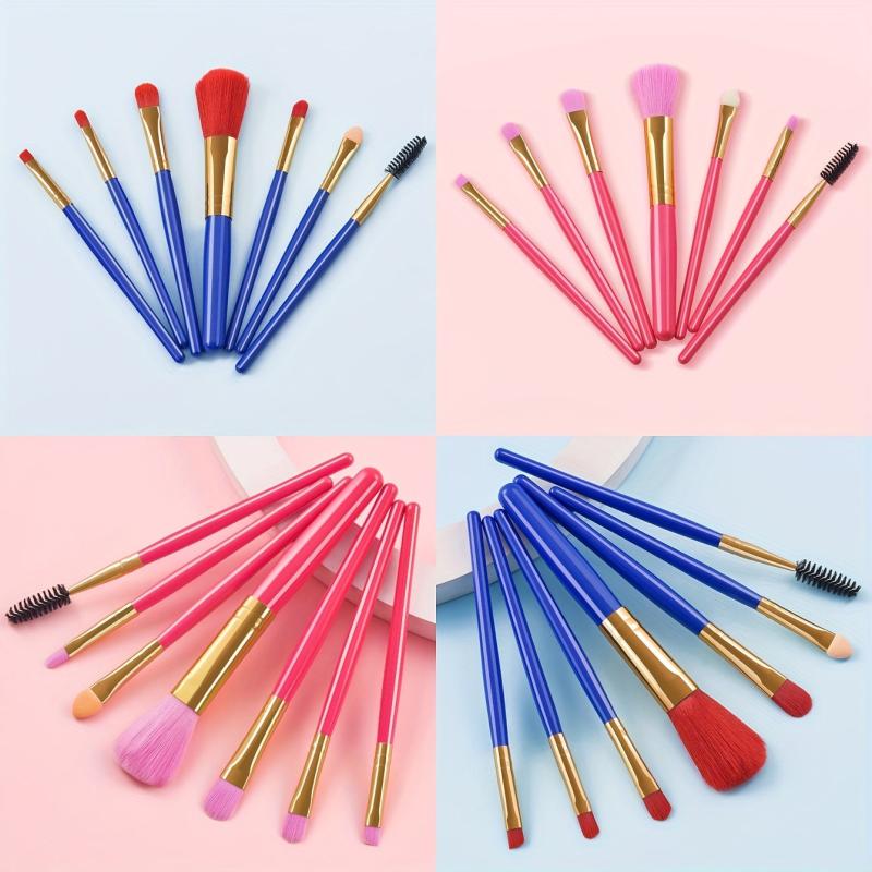 7-Piece Red Eyelash & Eye Shadow Brush Set