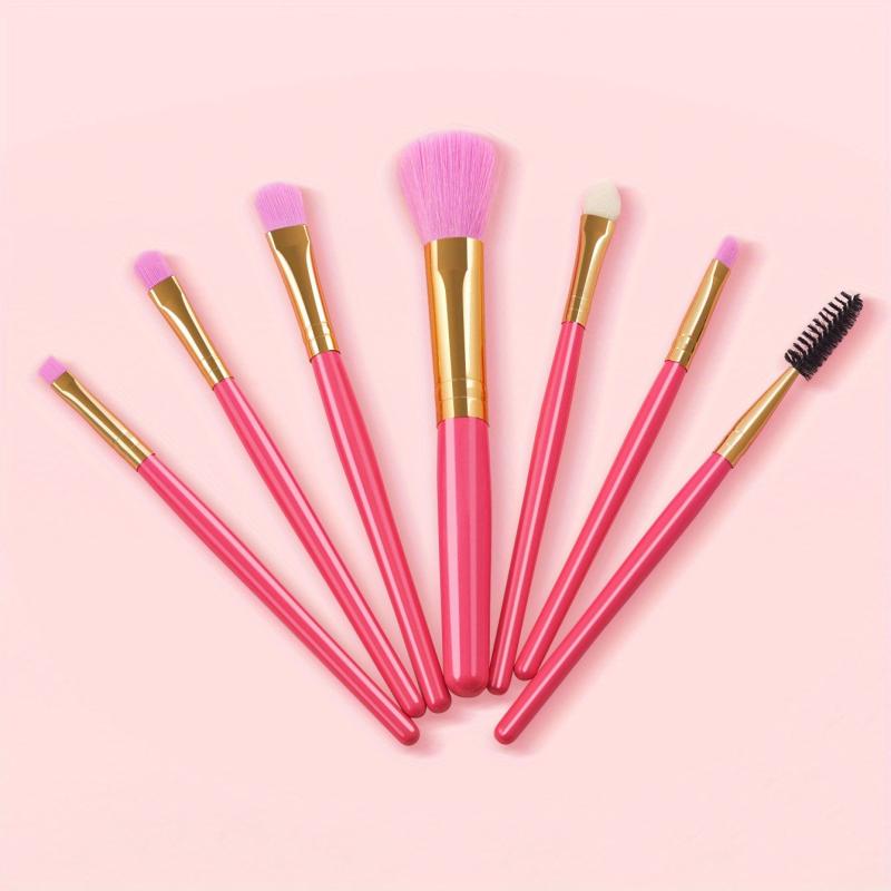 7-Piece Red Eyelash & Eye Shadow Brush Set