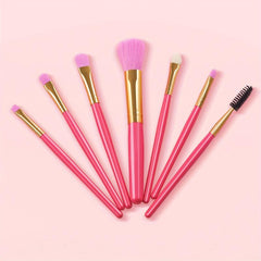 7-Piece Red Eyelash & Eye Shadow Brush Set