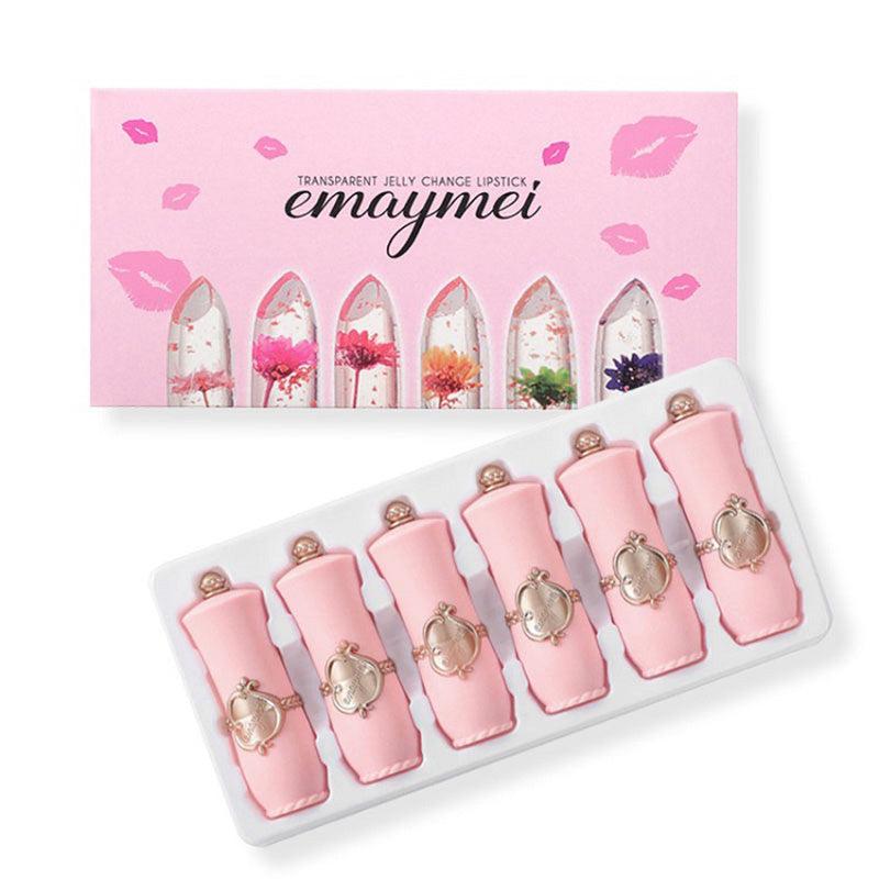 6pcs Long-Lasting Flower Lipstick Moisturizing Crystal Jelly Lipstick