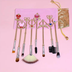8pcs Sakura Makeup Brush Set with Pink Bag Ideal Gift for Moon Fans