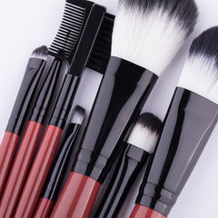 7pcs Red Makeup Brush Kit Portable Case Professional Foundation Powder Concealer
