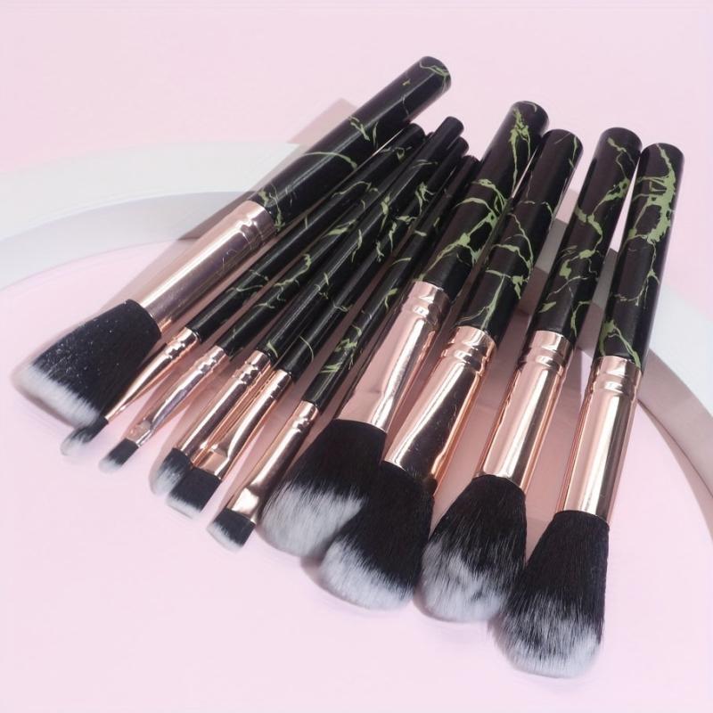 10PCS Marble Makeup Brush Set Foundation Eye Shadows Blush Highlight