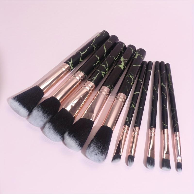 10PCS Marble Makeup Brush Set Foundation Eye Shadows Blush Highlight