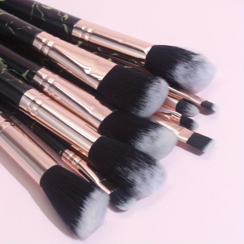 10PCS Marble Makeup Brush Set Foundation Eye Shadows Blush Highlight
